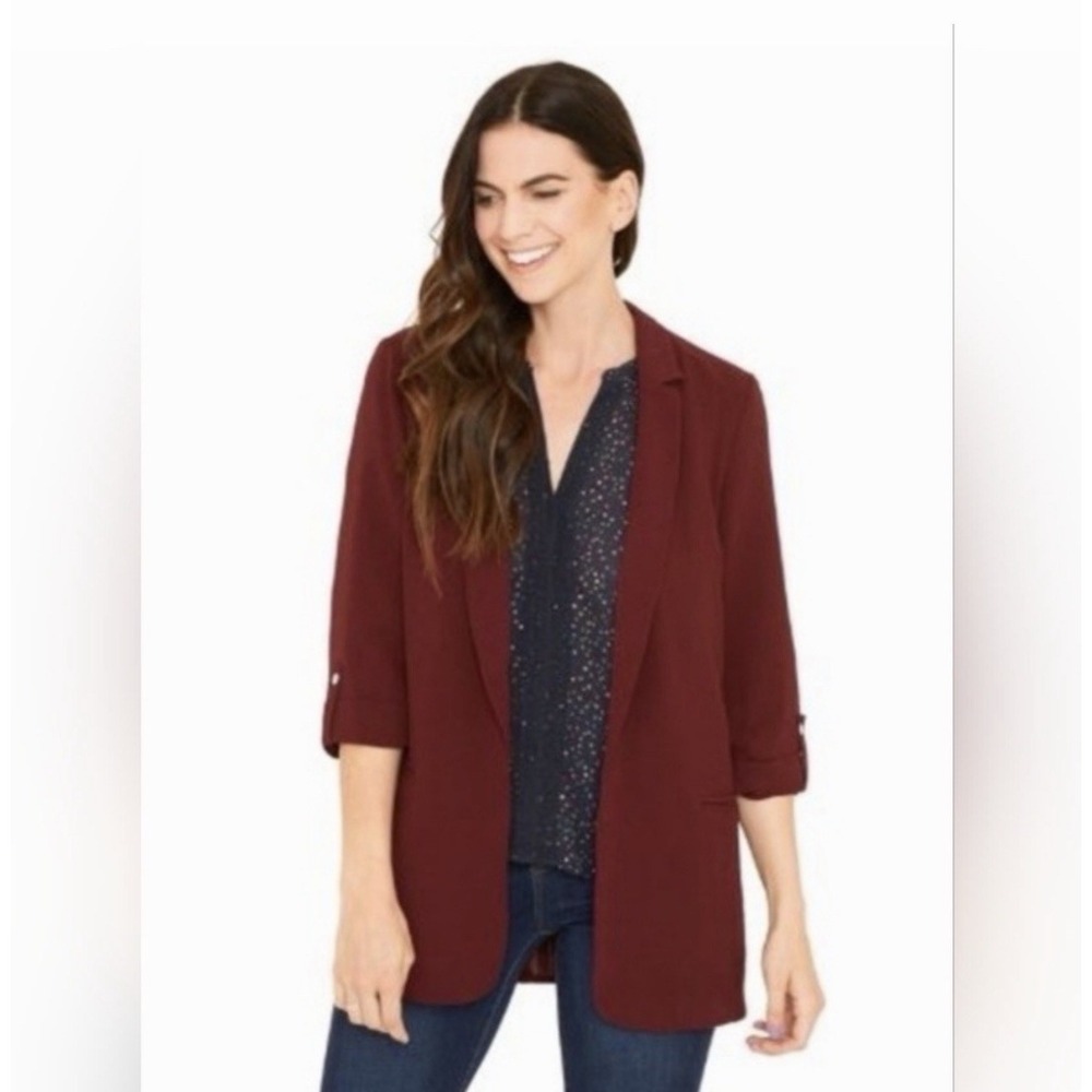 Stoosh Women's Burgundy Lightweight Blazer Jacket Size XL